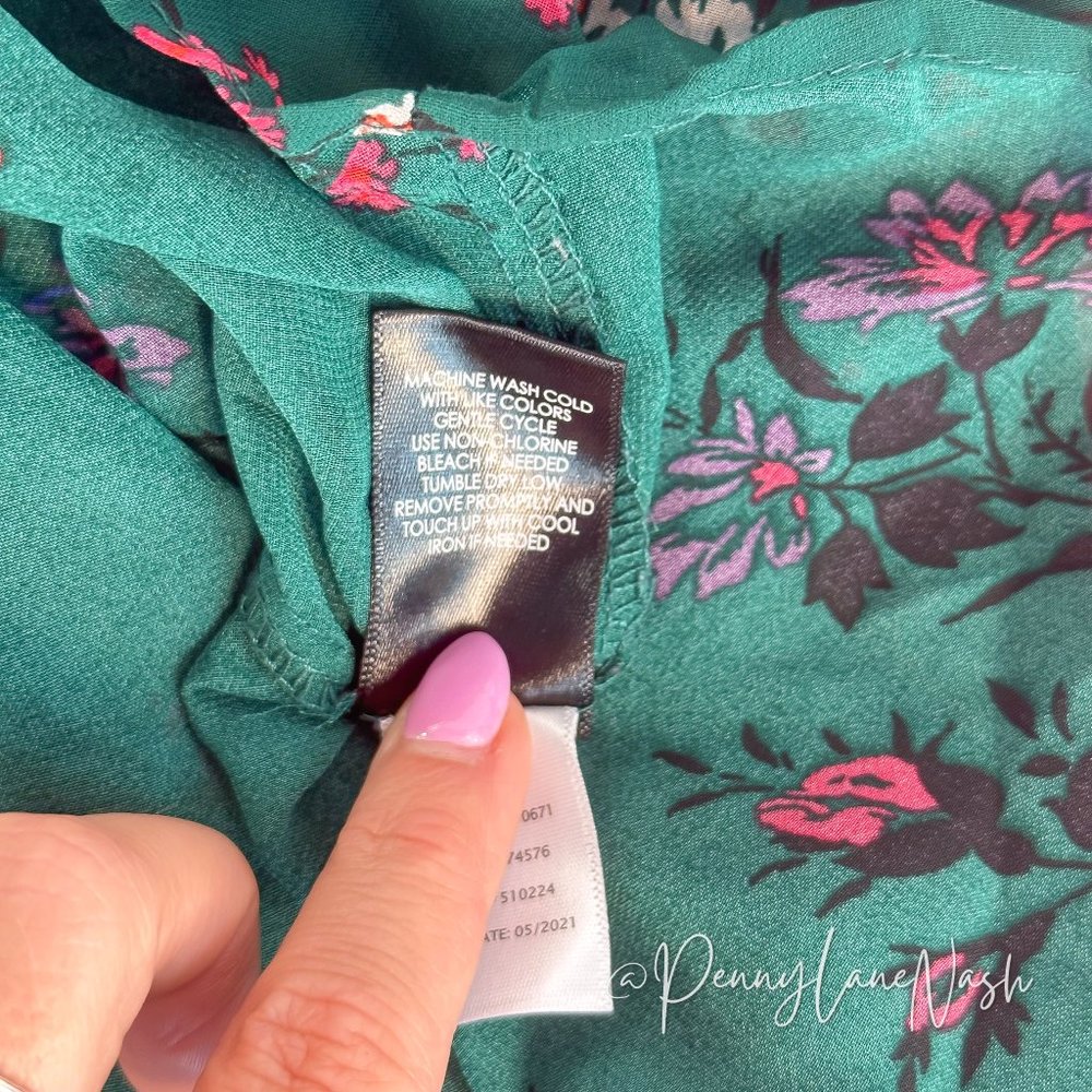 Torrid Chiffon Smocked Mock Neck Floral Blouse Top Green - Picture 7 of 11